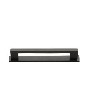 Heritage Brass Cabinet Pull Metro Design with Plate 128mm CTC Matt Bronze Finish