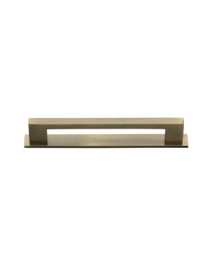 Heritage Brass Cabinet Pull Metro Design with Plate 96mm CTC Antique Brass Finish