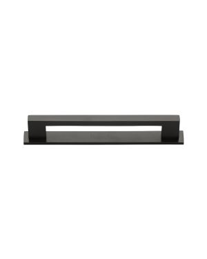 Heritage Brass Cabinet Pull Metro Design with Plate 96mm CTC Matt Bronze Finish