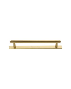 Heritage Brass Cabinet Pull Step Design with Plate 128mm CTC Satin Brass Finish