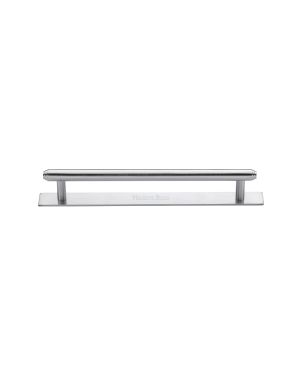 Heritage Brass Cabinet Pull Step Design with Plate 128mm CTC Satin Chrome Finish