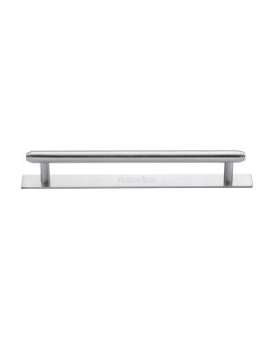 Heritage Brass Cabinet Pull Step Design with Plate 160mm CTC Satin Chrome Finish