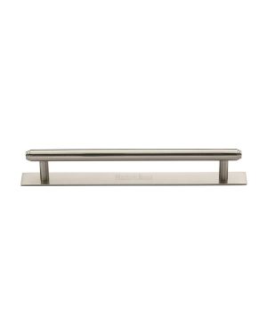 Heritage Brass Cabinet Pull Step Design with Plate 160mm CTC Satin Nickel Finish