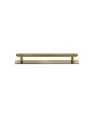 Heritage Brass Cabinet Pull Step Design with Plate 96mm CTC Antique Brass Finish