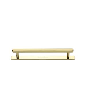 Heritage Brass Cabinet Pull Hexagonal Design with Plate 128mm CTC Polished Brass Finish