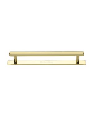 Heritage Brass Cabinet Pull Hexagonal Design with Plate 160mm CTC Polished Brass Finish