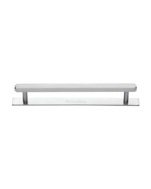 Heritage Brass Cabinet Pull Hexagonal Design with Plate 160mm CTC Satin Chrome Finish