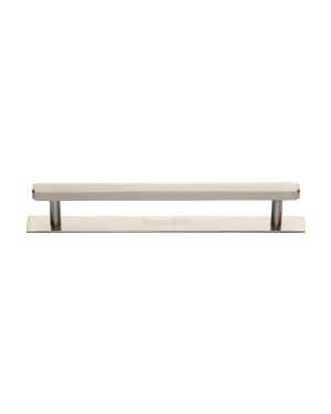 Heritage Brass Cabinet Pull Hexagonal Design with Plate 160mm CTC Satin Nickel Finish