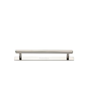 Heritage Brass Cabinet Pull Hexagonal Design with Plate 96mm CTC Polished Nickel Finish