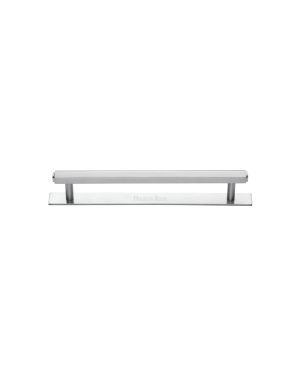Heritage Brass Cabinet Pull Hexagonal Design with Plate 96mm CTC Satin Chrome Finish