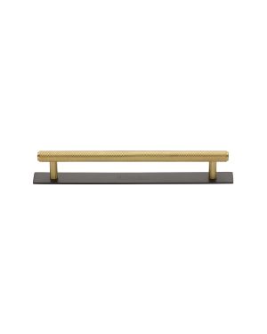 Heritage Brass Cabinet Pull Knurled Design with Plate 128mm CTC Matt Bronze/Satin Brass Finish