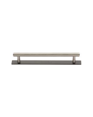 Heritage Brass Cabinet Pull Knurled Design with Plate 128mm CTC Matt Bronze/Satin Nickel Finish