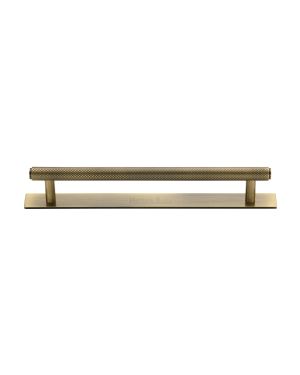 Heritage Brass Cabinet Pull Knurled Design with Plate 160mm CTC Antique Brass Finish