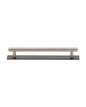 Heritage Brass Cabinet Pull Knurled Design with Plate 160mm CTC Matt Bronze/Satin Nickel Finish