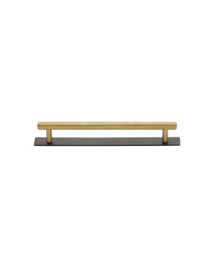 Heritage Brass Cabinet Pull Knurled Design with Plate 96mm CTC Matt Bronze/Satin Brass Finish