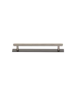 Heritage Brass Cabinet Pull Knurled Design with Plate 96mm CTC Matt Bronze/Satin Nickel Finish