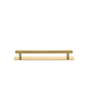 Heritage Brass Cabinet Pull Knurled Design with Plate 96mm CTC Satin Brass Finish