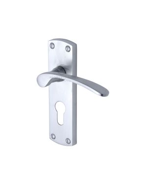 Project Hardware Door Handle for Euro Profile Plate Luca Design Satin Chrome finish