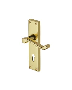 Project Hardware Door Handle Lever Lock Malvern Design Polished Brass finish