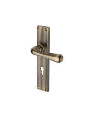 Heritage Brass Charlbury Reeded Lever Lock Antique Brass finishUK Design Registration Number 6202494