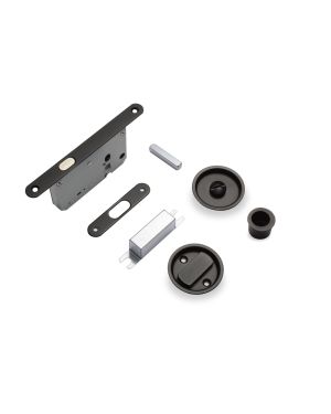 Round Sliding Door Privacy Set - Satin Black