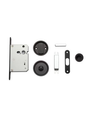 Round Sliding Door Privacy Set - Satin Black