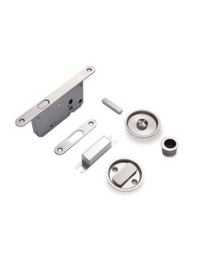 Round Sliding Door Privacy Set - Satin Stainless Steel