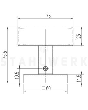 Square Centre Door Knob - Stainless Steel (EOL)