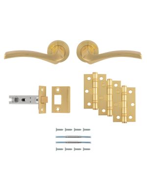 Sines Handle Latch Pack - Satin Brass - Ultimate Door Pack