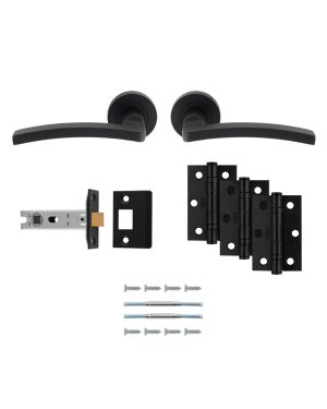 Tavira Handle Latch Pack - Matt Black - Ultimate Door Pack