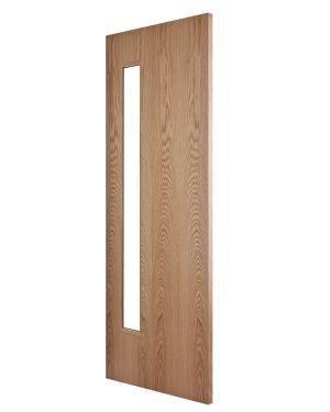 Flush Oak 1-Light Offset Fire Door (FD30 - Made to Measure)