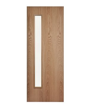 Flush Oak 1-Light Offset Fire Door (FD30)