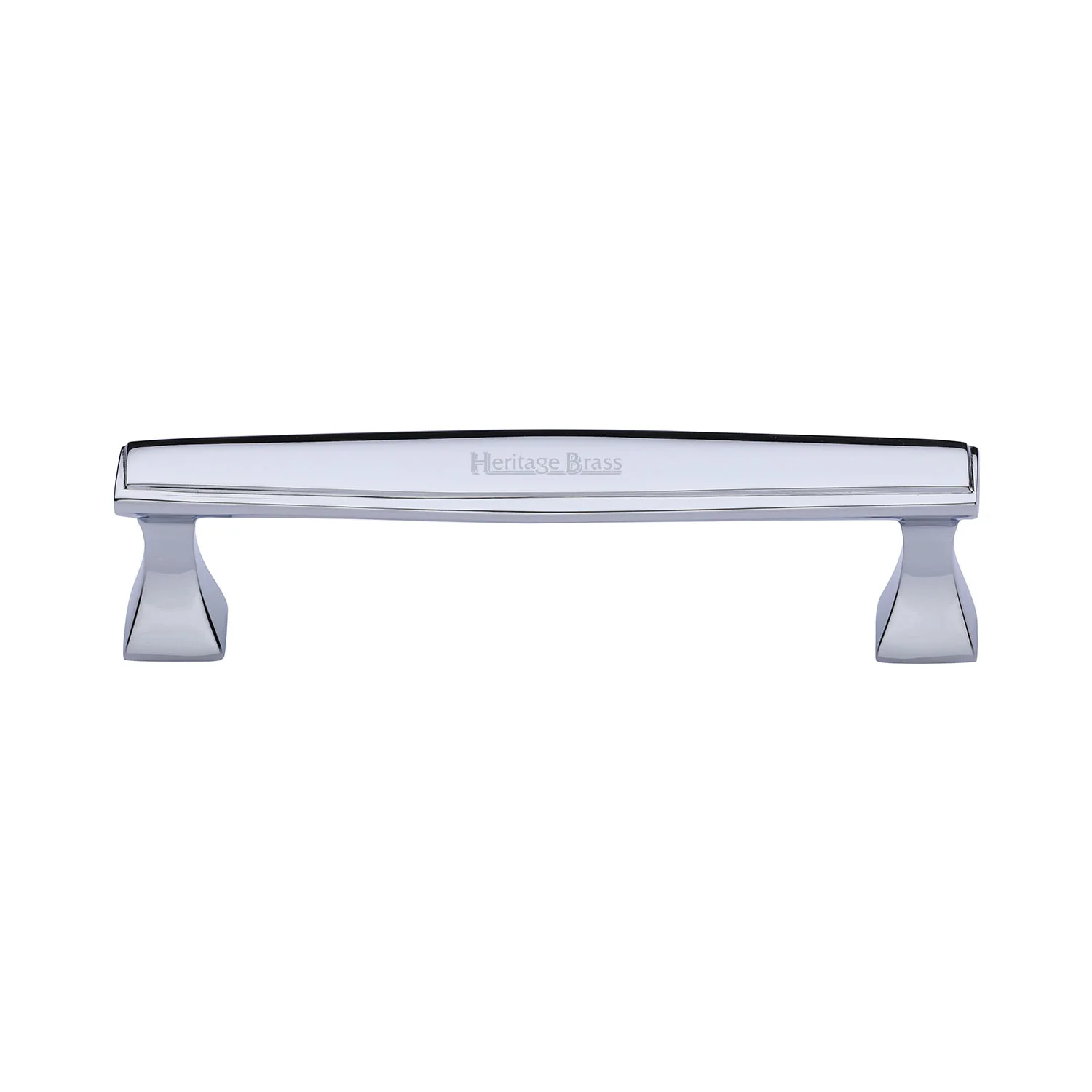 Heritage Brass Cabinet Pull Deco Design 128mm CTC Polished Chrome Finish