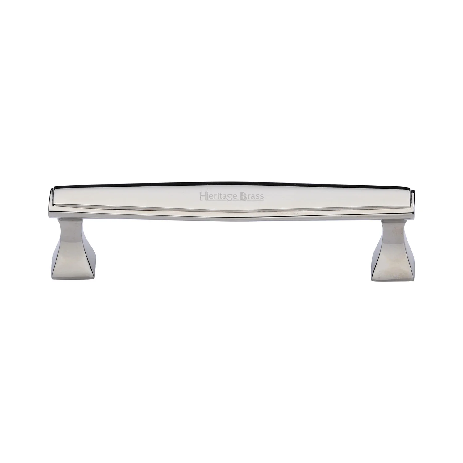 Heritage Brass Cabinet Pull Deco Design 128mm CTC Polished Nickel Finish