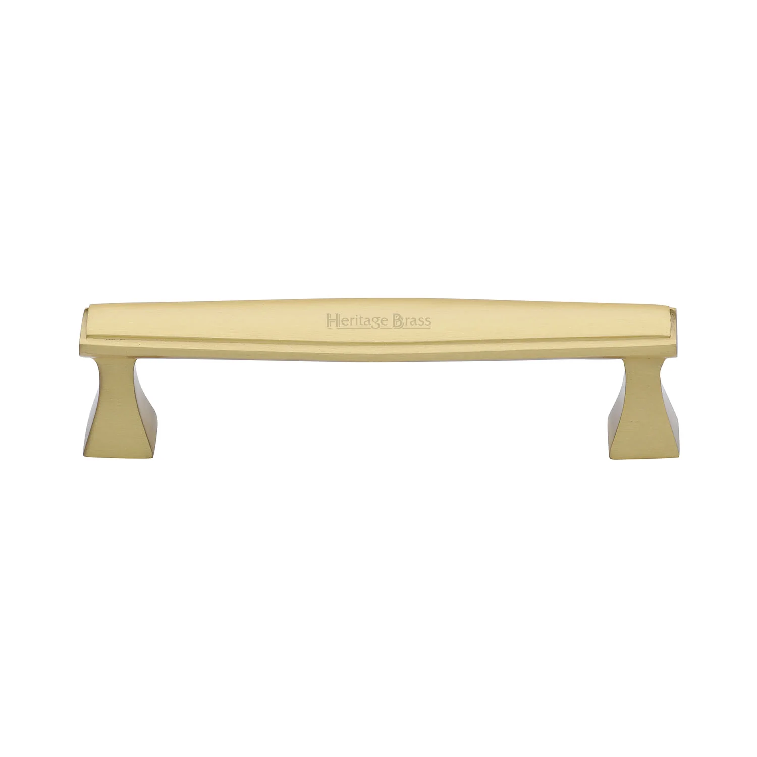 Heritage Brass Cabinet Pull Deco Design 128mm CTC Satin Brass Finish