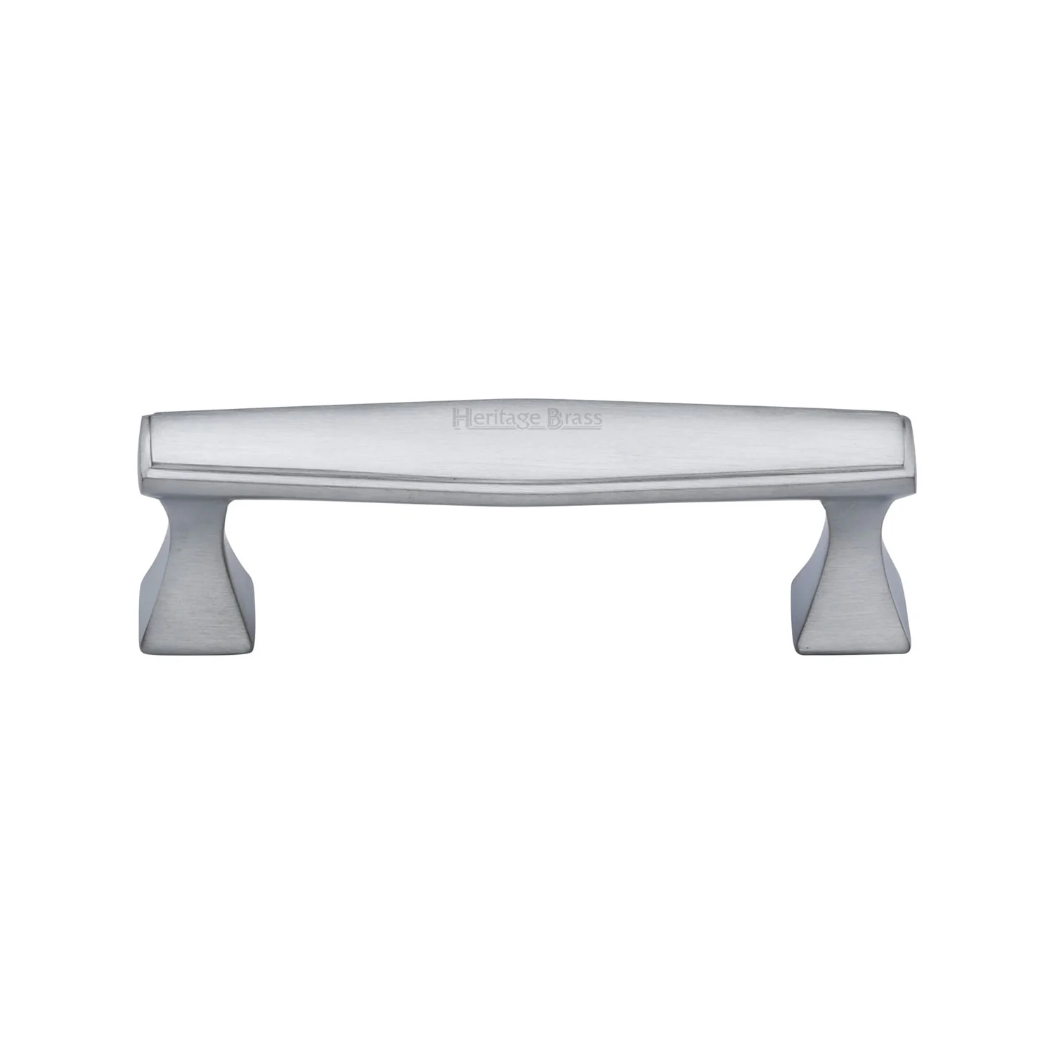 Heritage Brass Cabinet Pull Deco Design 96mm CTC Satin Chrome Finish