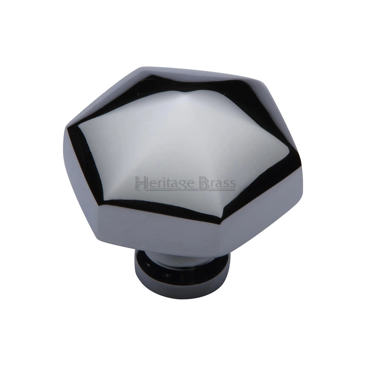 Heritage Brass Cabinet Knob Hexagon Design 32mm Polished Chrome finish