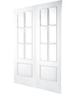 Bolection Iris White 6-Light Grained Fire Door Pair (FD30) (EOL)