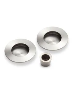 Round Sliding Door Pull Set - Satin Stainless Steel (EOL)