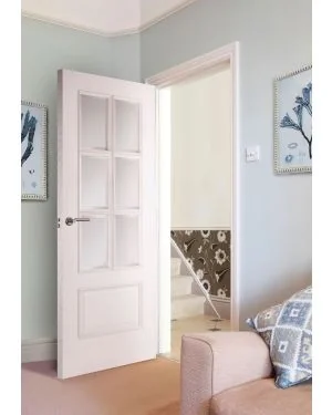 Bolection Iris White 6-Light Grained Fire Door (FD30) (EOL)