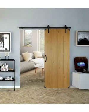 Black Barn Door Sliding Door System - 2m Track