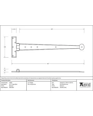 Beeswax 18" Penny End T Hinge (pair)