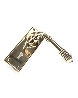Aged Brass Reeded Lever Lock Set