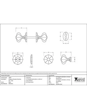 Black Large Octagonal Mortice/Rim Knob Set