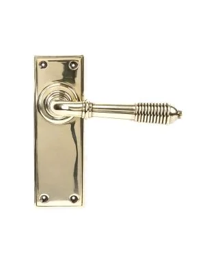Aged Brass Reeded Lever Latch Set