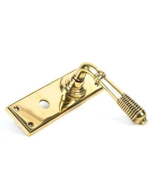 Aged Brass Reeded Lever Bathroom Set