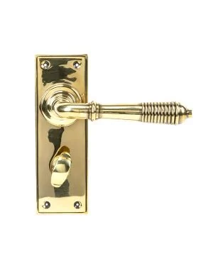Aged Brass Reeded Lever Bathroom Set