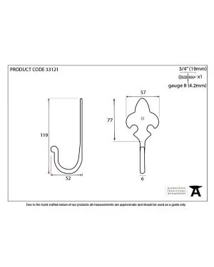 Beeswax Fleur-De-Lys Coat Hook
