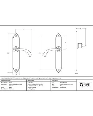 Black Gothic Curved Sprung Lever Latch Set