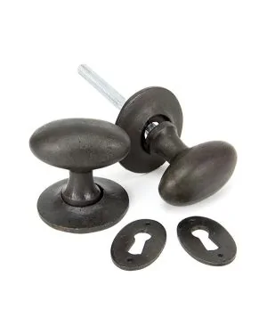 Beeswax Oval Mortice/Rim Knob Set